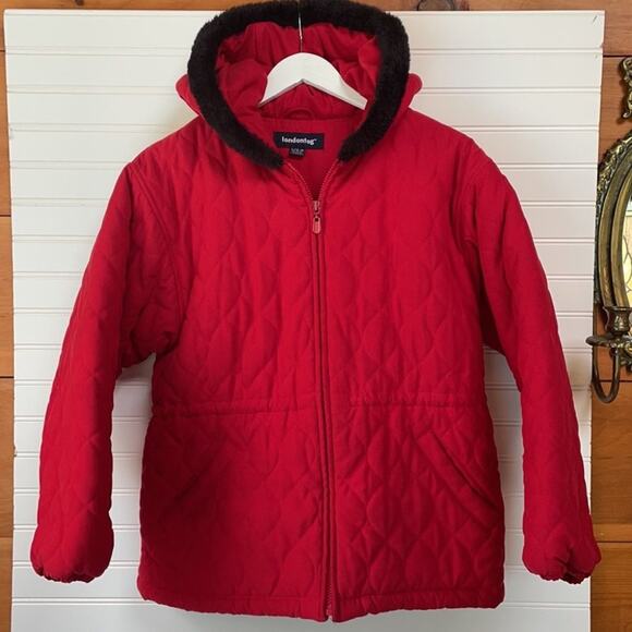 Londonfog Girls Red Long Sleeve Full Zipper Quilted Jacket Size 14-16 - Picture 1 of 4